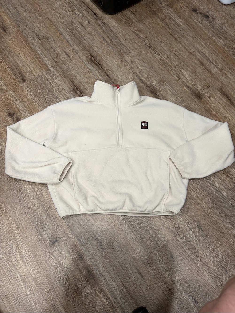 Vintage Y2K Old Navy Cream Half-Zip Fleece Pullover with '94' Patch